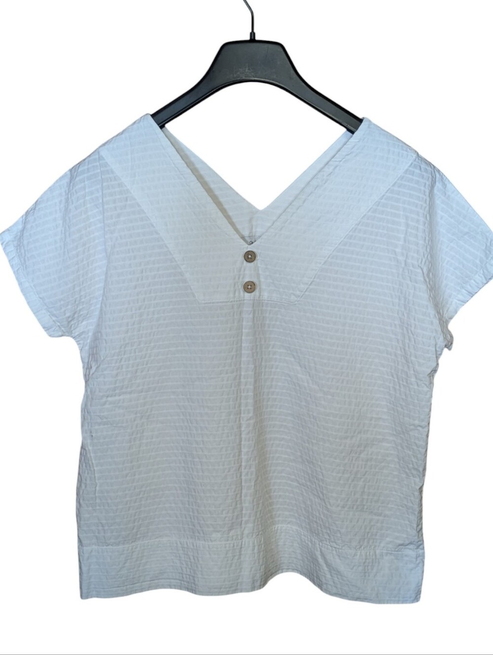Vermont Country Store White Cotton Textured Top Size Medium